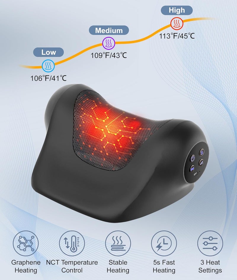 Ringo Ringco Neck Massager with Heat, Red Light & Vibration Adjustable, Heated Neck Stretcher with 3 Modes, Rechargeable Cervical Traction Device for Pain Relief & Muscle Relaxation, Christmas Gift (Black) - Image 3